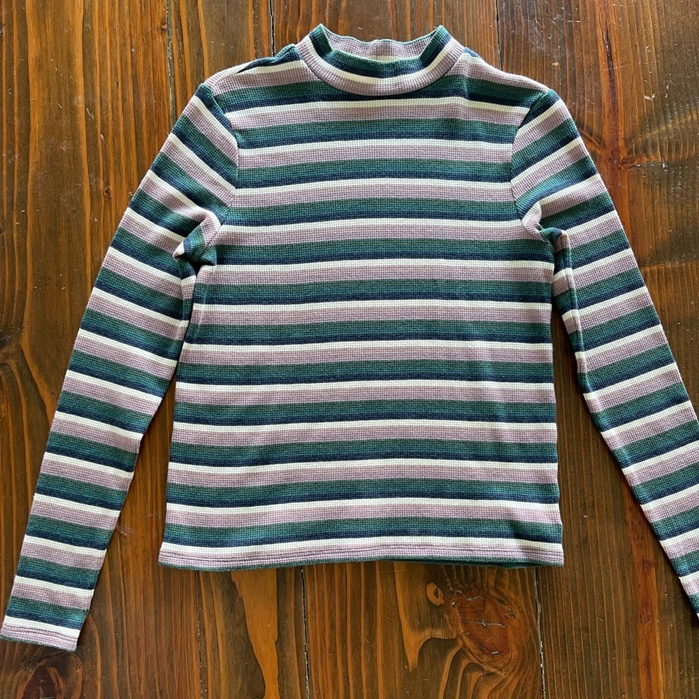 Striped mocked neck